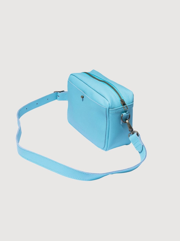 Antelo Nixie Leather Camera Crossbody - Scuba Blue