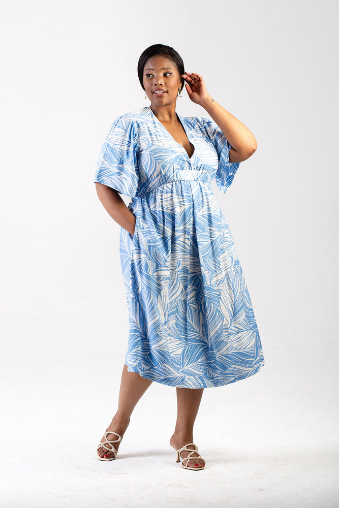 Colleen Eitzn Blue Floral Rayon Teri Dress