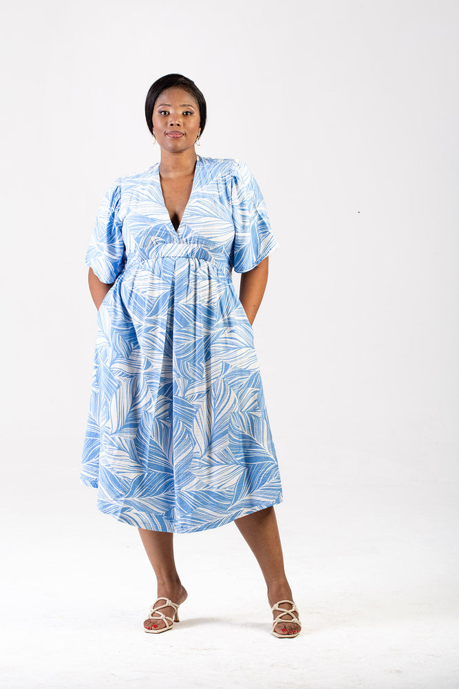 Colleen Eitzn Blue Floral Rayon Teri Dress