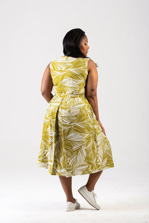 Colleen Eitzen Chartreuse Floral Tilly Dress