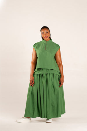 Colleen Eitzen Olive Poplin Skirt