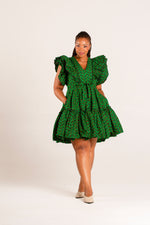 Frida Green/Black Ankara Lea Dress