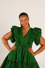 Frida Green/Black Ankara Lea Dress