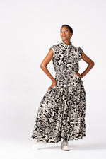 Colleen Eitzen Black/Cream Print Rayon Cat Top