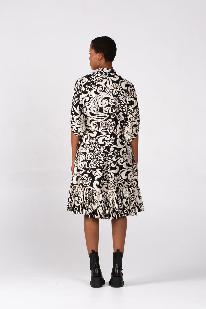 Colleen Eitzen Black/Cream Rayon Print Tori Dress