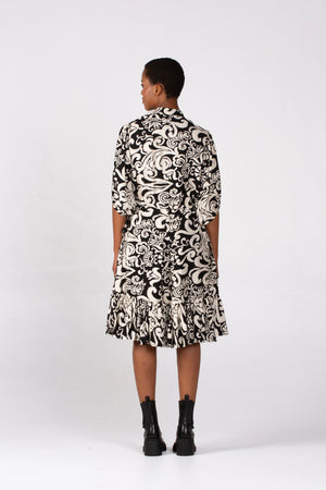 Colleen Eitzen Black/Cream Rayon Print Tori Dress