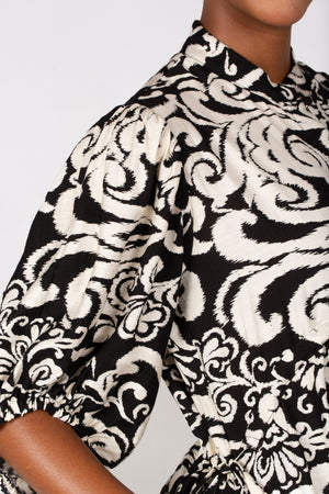 Colleen Eitzen Black/Cream Rayon Print Tori Dress