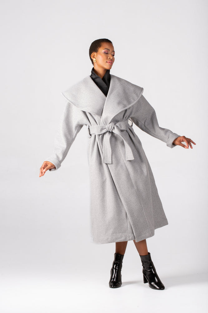 Colleen Eitzen Light Grey Mottled Melton Demi Coat