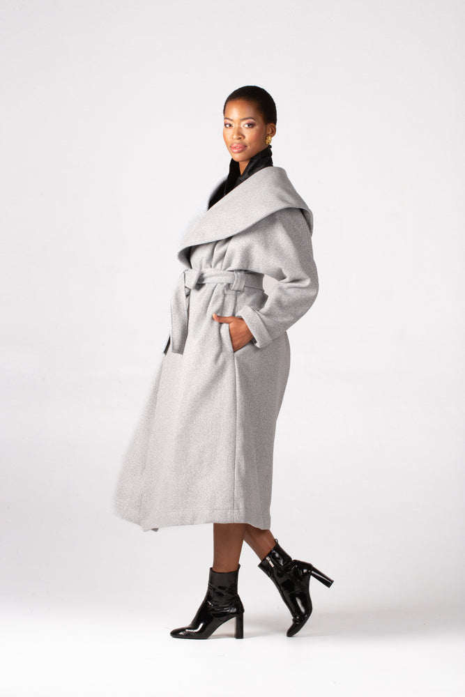 Colleen Eitzen Light Grey Mottled Melton Demi Coat