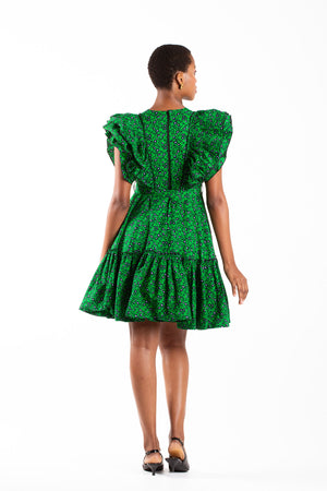 Frida Green/Black Lea Dress