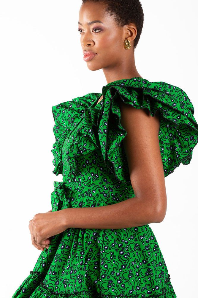 Frida Green/Black Lea Dress