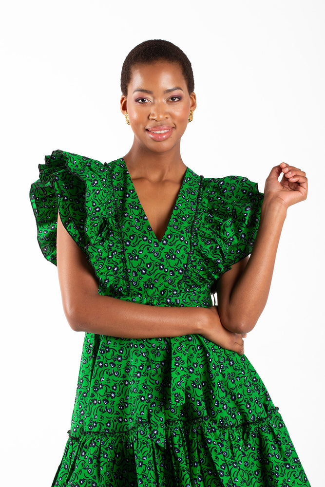 Frida Green/Black Lea Dress