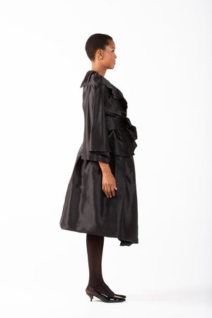 Frida Black Frilled Collar Crossover Top