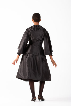 Frida Black Frilled Collar Crossover Top