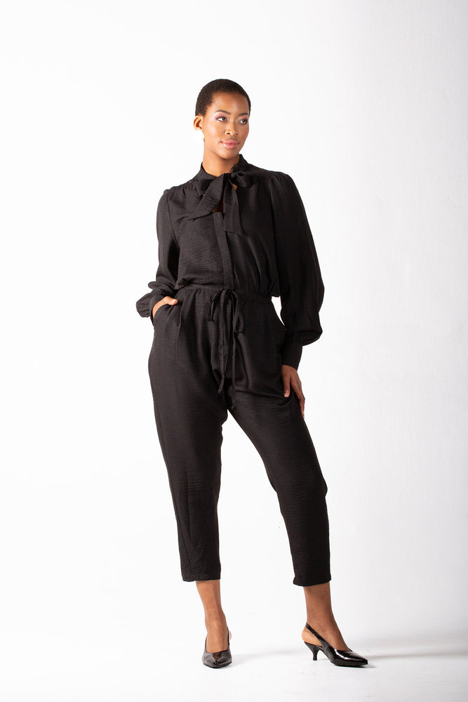 Frida Black Long Sleeved Jumpsuit