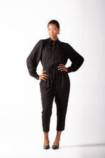 Frida Black Long Sleeved Jumpsuit