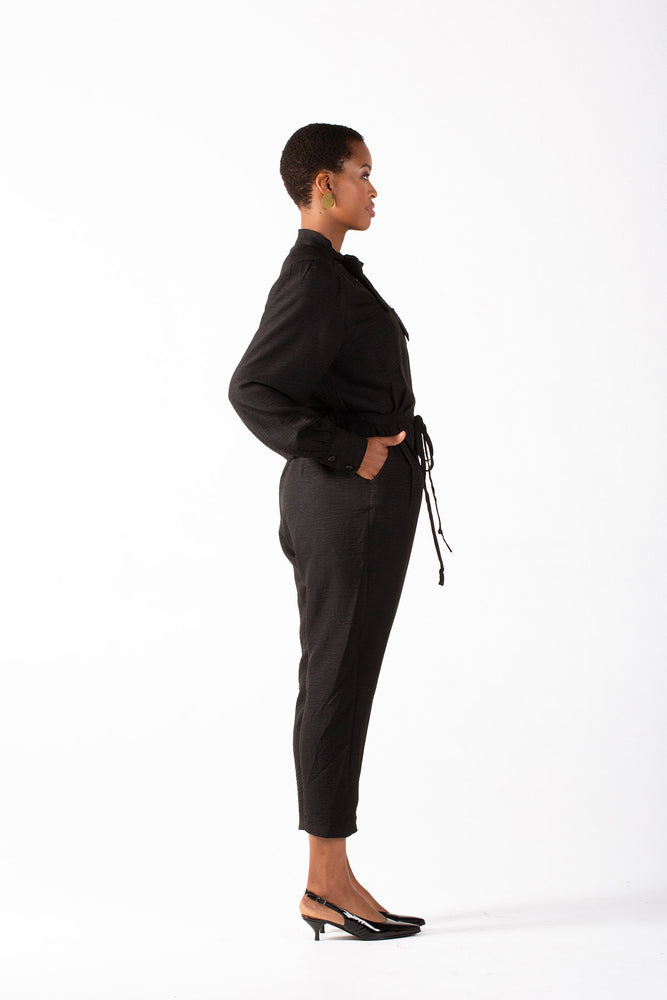 Frida Black Long Sleeved Jumpsuit