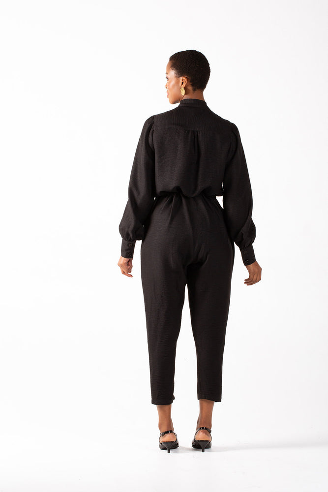 Frida Black Long Sleeved Jumpsuit