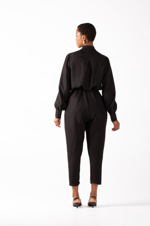 Frida Black Long Sleeved Jumpsuit