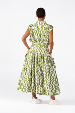 Colleen Eitzen Chartreuse/Cream Print Cat Top