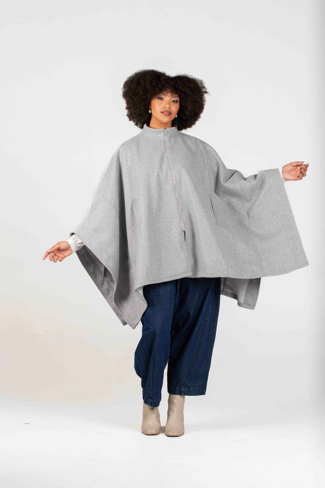 Colleen Eitzen Light Grey Mottled Melton Cat Wrap