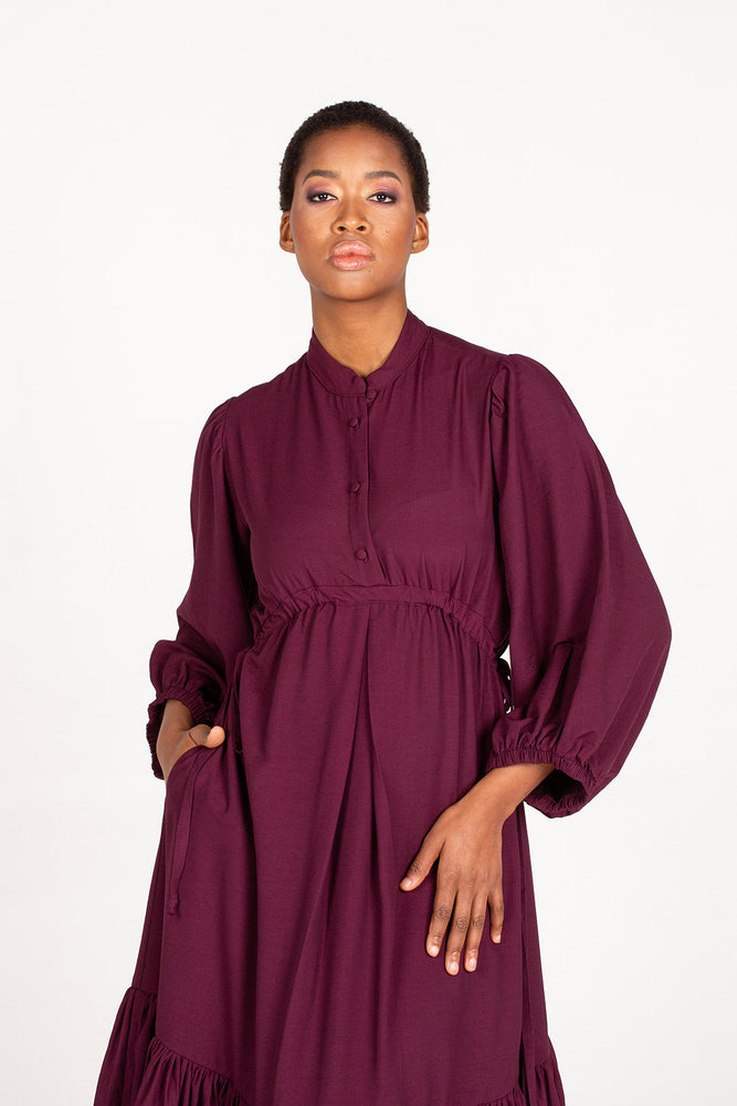 Colleen Eitzen Burgundy Twill Airflow Tori Dress