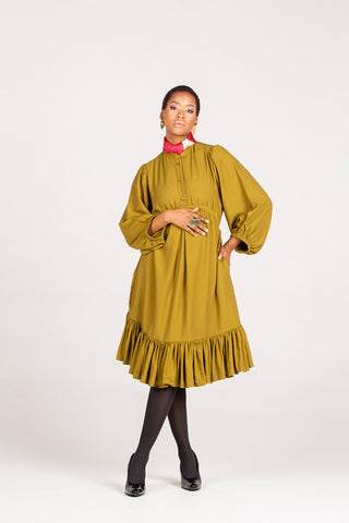 Colleen Eitzen Chartreuse Twill Airflow Tori Dress