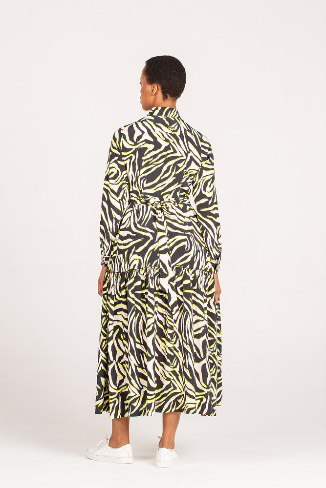 Frida Black/Cream Animal Print Gipsy Shirt Dress