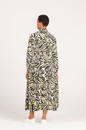Frida Black/Cream Animal Print Gipsy Shirt Dress