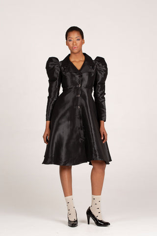 Frida Black Long Sleeved Duchess Dress