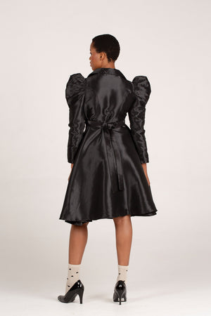 Frida Black Long Sleeved Duchess Dress