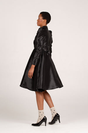 Frida Black Long Sleeved Duchess Dress