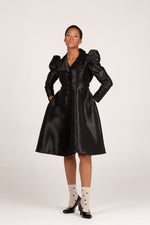 Frida Black Long Sleeved Duchess Dress