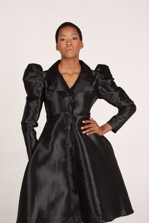 Frida Black Long Sleeved Duchess Dress