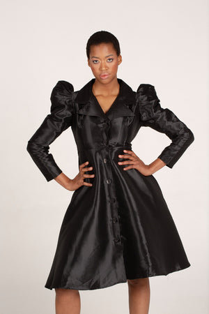 Frida Black Long Sleeved Duchess Dress