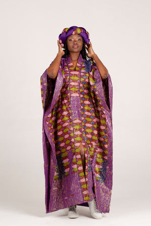Angalia Kaftan Dress with Braided Crown