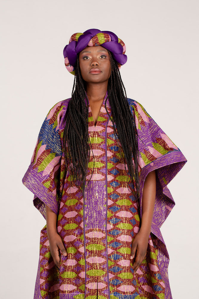 Angalia Kaftan Dress with Braided Crown