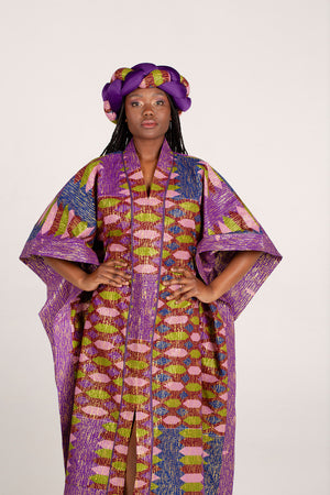 Angalia Kaftan Dress with Braided Crown