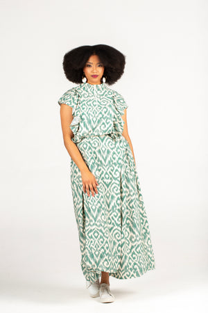 Colleen Eitzen Green Amalfi Print Rayon Luna Skirt