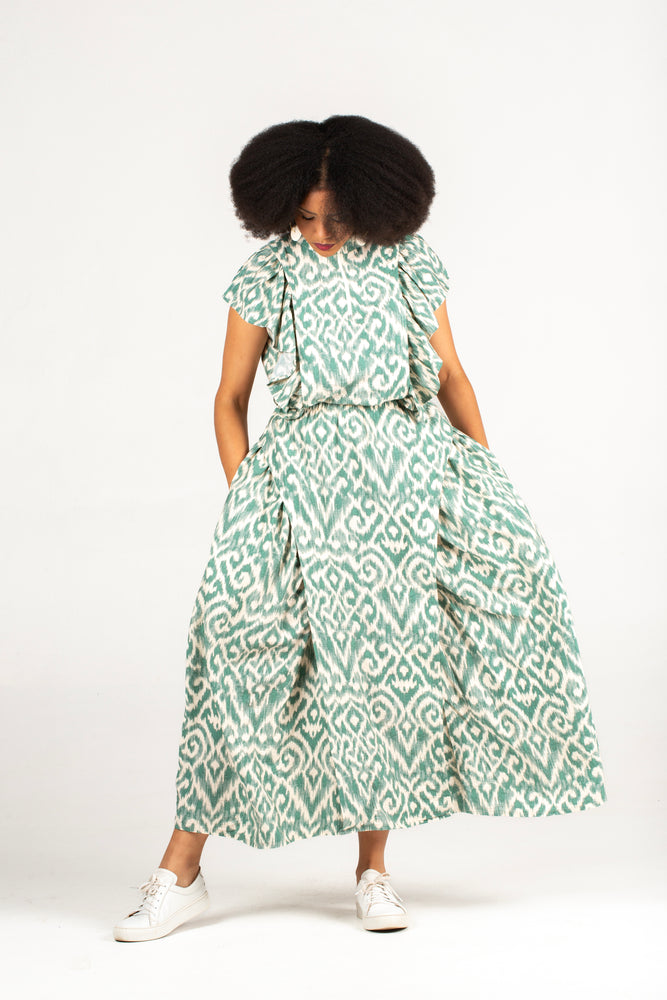 Colleen Eitzen Green Amalfi Print Rayon Luna Skirt