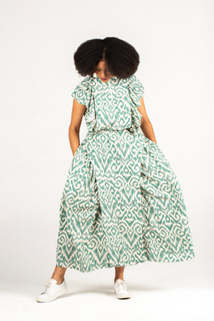 Colleen Eitzen Green Amalfi Print Rayon Luna Skirt