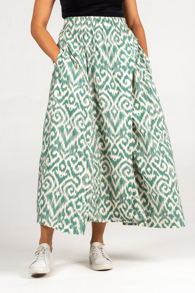 Colleen Eitzen Green Amalfi Print Rayon Luna Skirt
