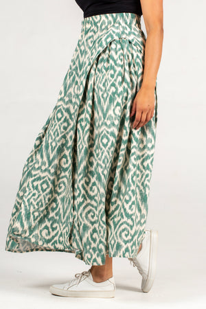 Colleen Eitzen Green Amalfi Print Rayon Luna Skirt