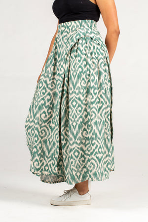 Colleen Eitzen Green Amalfi Print Rayon Luna Skirt