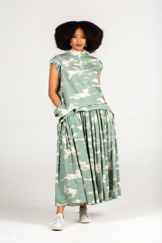 Colleen Eitzen Sage Cloud Print Rayon  Cat Top