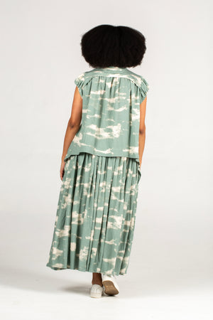 Colleen Eitzen Sage Cloud Print Rayon  Cat Top
