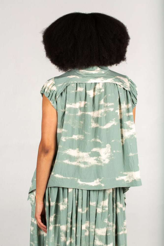 Colleen Eitzen Sage Cloud Print Rayon  Cat Top
