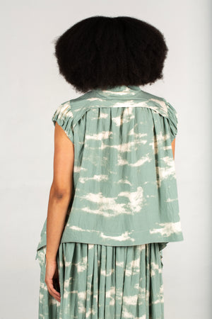 Colleen Eitzen Sage Cloud Print Rayon  Cat Top