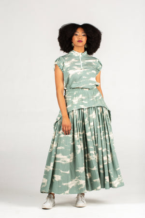 Colleen Eitzen Sage Cloud Print Rayon  Cat Top