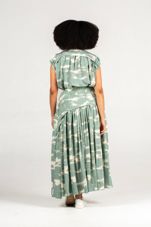 Colleen Eitzen Sage Cloud Print Rayon  Cat Top